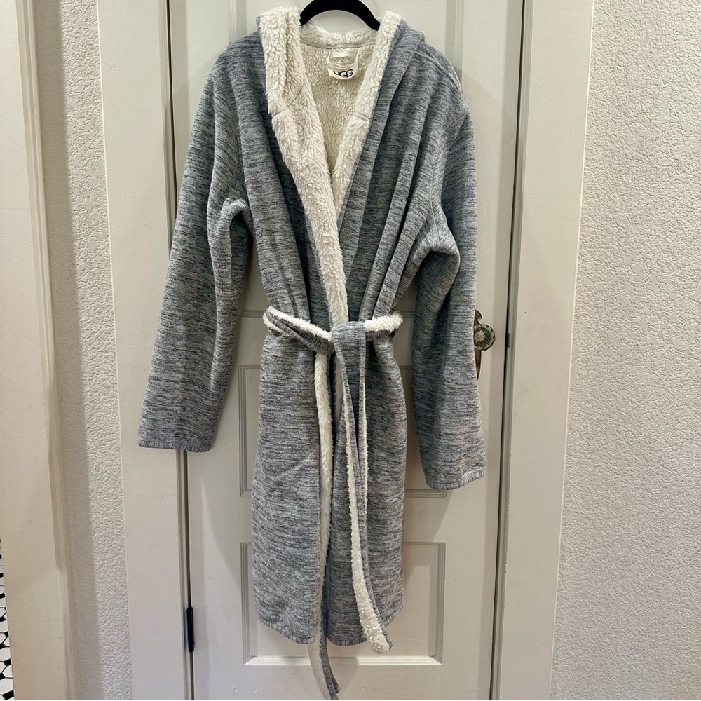 UGG Grey Fleece Robe with Sherpa Lining